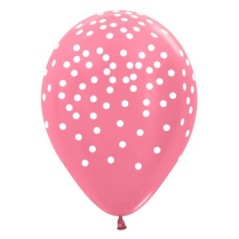 Globos rosa dorado metal con lunares blancos 12 uds 30 cm 7703340133171 R12 CONFRD