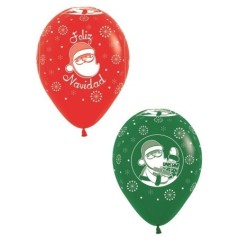 Globos latex rojo verde feliz navidad 12 uds 30 cm 7703340134406 R12 FNAV