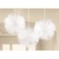Pompom blanco de Tul fino para decoraciones 3 uds