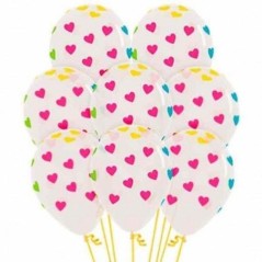 Globos transparentes con corazones colores 12 uds 30 cm 7703340135076 R12 CORNT