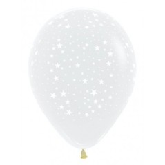 Globo transparente estrellas blancas 30 cm 10 und 7703340134369 R12 ESTR T