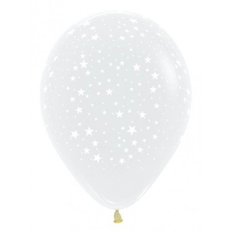 Globo transparente estrellas blancas 30 cm 10 und 7703340134369 R12 ESTR T