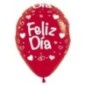 Globos rojos feliz dia 12 uds 30 cm
