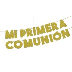 Guirnalda Mi primera comunion oro 3 metros-Tus disfraces baratos