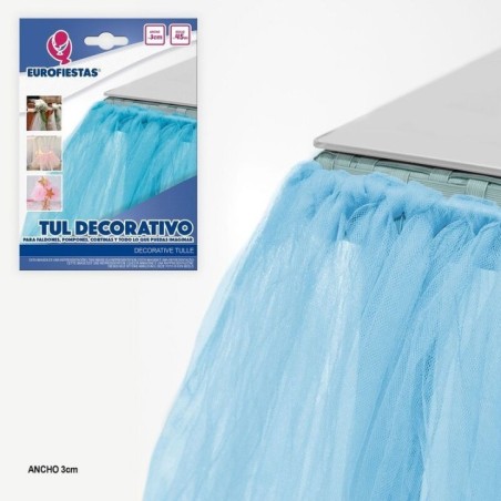 Rollo de tul azul 45 metros x 3 cm globos y decoraciones 8435127917160 91716