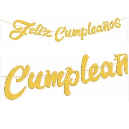 Guirnalda feliz cumpleanos purpurina dorada 3 metros 8435127224183 22418