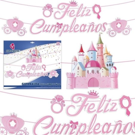 Guirnalda Feliz cumpleanos castillo princesas 3 metros 8435127224312 22431