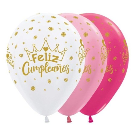 Globos cumpleanos coronas 12 uds 30 cm 7703340163611 R12 CUMCOR