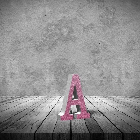 Letras y numeros rosa purpurina 75 mm 8435789372925 37292DT