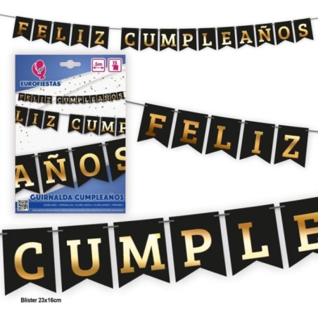 Guirnalda feliz cumpleanos negra 5 metros 8435127224930 22493