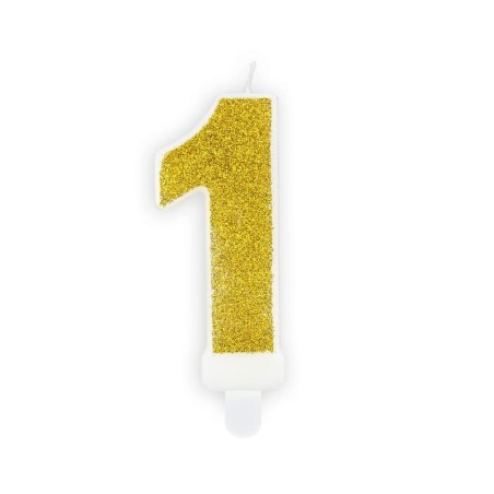 Vela numero oro purpurina para tarta cumpleanos 8433584529476 52947