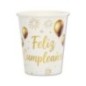 Vasos Feliz cumpleaños blancos 6 uds