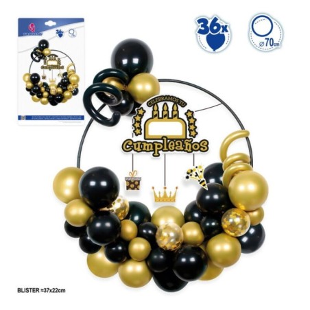 Aro con globos y cartel cumpleanos 36 piezas 8435127121553 12155