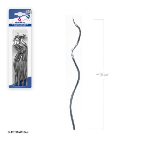 Velas onduladas plata 15 cm 12 uds 8435127611108 61110