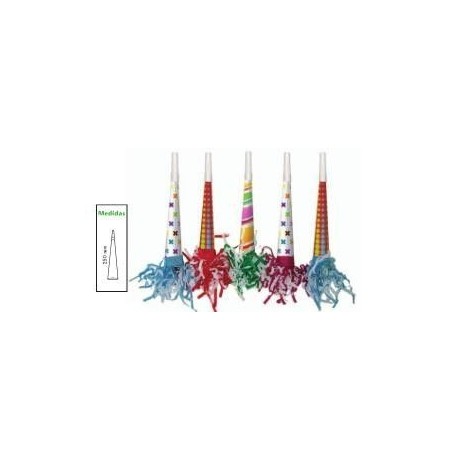 Trompeta piruli metalizada con flecos  52030 100