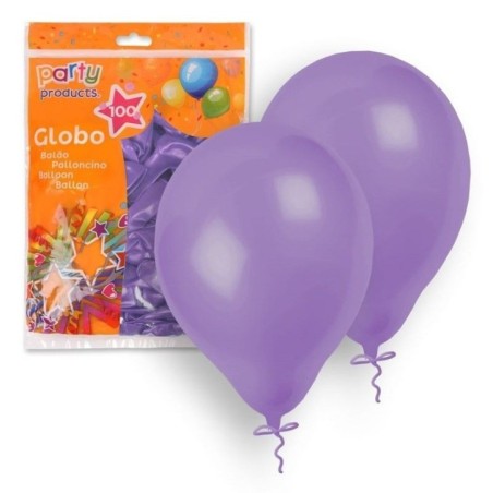 Globos lila 100 unidades 23 cm 9  latex 8424345684046 68404