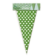 Banderin triangular verde lunares blancos 3 metros papel 8423138535282 016001190VE
