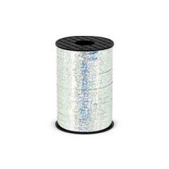 Lazo plata holagrafico metalico para globos o decoraciones 225 mt x 5 mm 5902230749030 H5 018