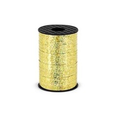 Lazo oro holagrafico metalico para globos o decoraciones 225 mt x 5 mm 5902230749023 H5 019