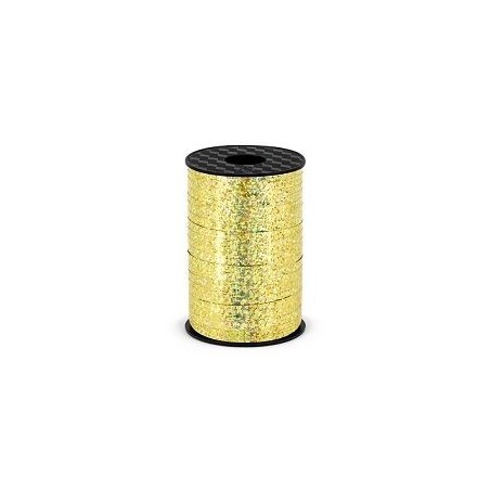 Lazo oro holagrafico metalico para globos o decoraciones 225 mt x 5 mm 5902230749023 H5 019