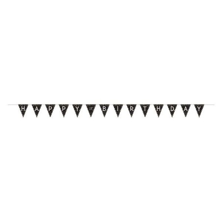 Banderin triangular happy birthday edad personalizable negro oro 3.96 mt 13051791421 120331