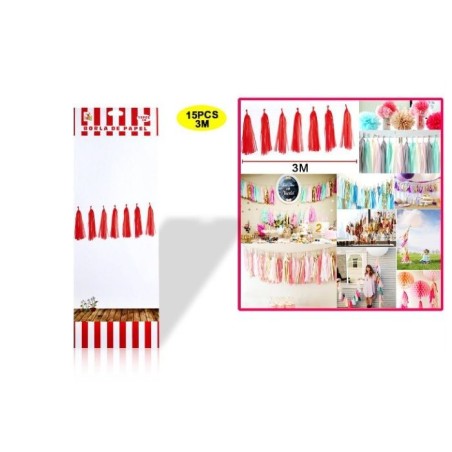 Guirnalda flecos roja 3 metros 15 pz 8800884035387 403538