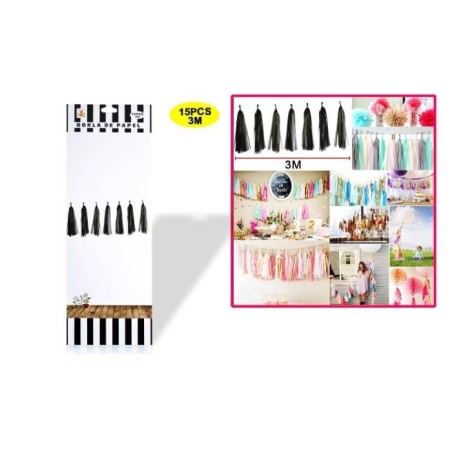 Guirnalda flecos negros 3 metros 15 pz 8800884035394 403539
