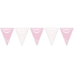 Banderin triangular rosa y blanca 25 metros 8422935601770 60177