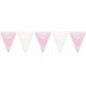Banderin triangular rosa y blanca 25 metros