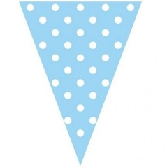 Banderin triangular azul lunares blancos 3