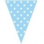 Banderin triangular azul lunares blancos 3,60 metros