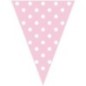 Banderin triangular rosa lunares blancos 3,60 metros