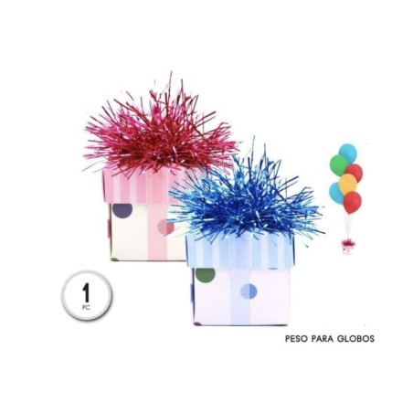 Peso para globos caja regalo azul y rosa 8433584550609 55060
