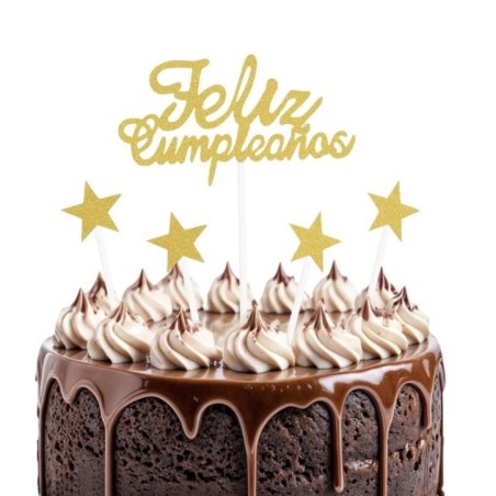Topper tarta Feliz Cumpleanos estrellas 5 pc 8433584922260 92226