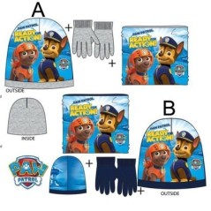 Gorro guantes y braga cuello patrulla canina 3609081042045 PH4207GR