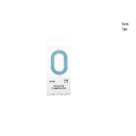 Vela para tarta azul purpurina