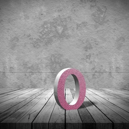 Letras y numeros rosa purpurina 75 mm