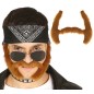 Bigote con patillas castaño motero de banda