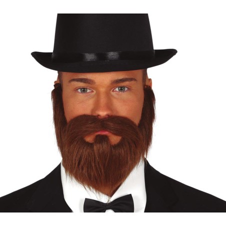 Barba y bigote castaña con goma elestica caballero siglo xix