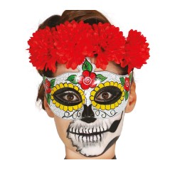 Antifaz dia de los muertos Catrina mujer rosas-El Informal
