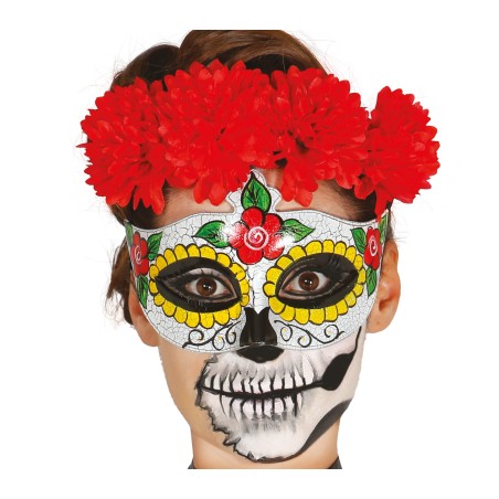 Antifaz dia de los muertos Catrina mujer rosas-El Informal