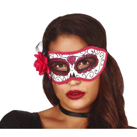 Antifaz catrina rosa dia de muertos