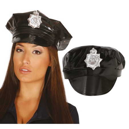 Gorra policia vinilo negra-El Informal Santander