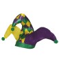 Gorro bufon morado amarillo verde 3 picos con pompom