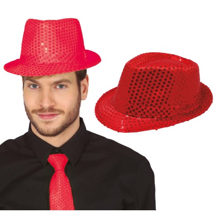 Sombrero gangster rojo con lentejuelas-El Informal Santander