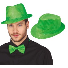 Sombrero gangster verde neon lentejuelas-El Informal Santander