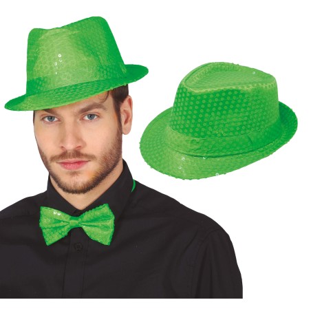 Sombrero gangster verde neon lentejuelas-El Informal Santander