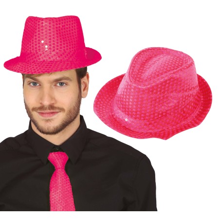 Sombrero gangster rosa neon lentejuelas-El Informal Santander
