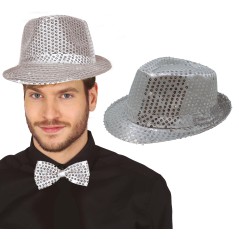 Sombrero gangster plata con lentejuelas-El Informal Santander