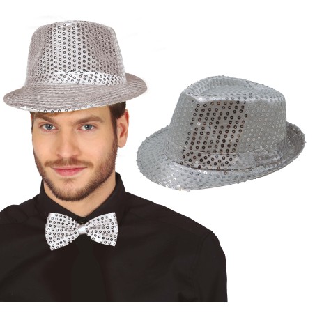 Sombrero gangster plata con lentejuelas-El Informal Santander